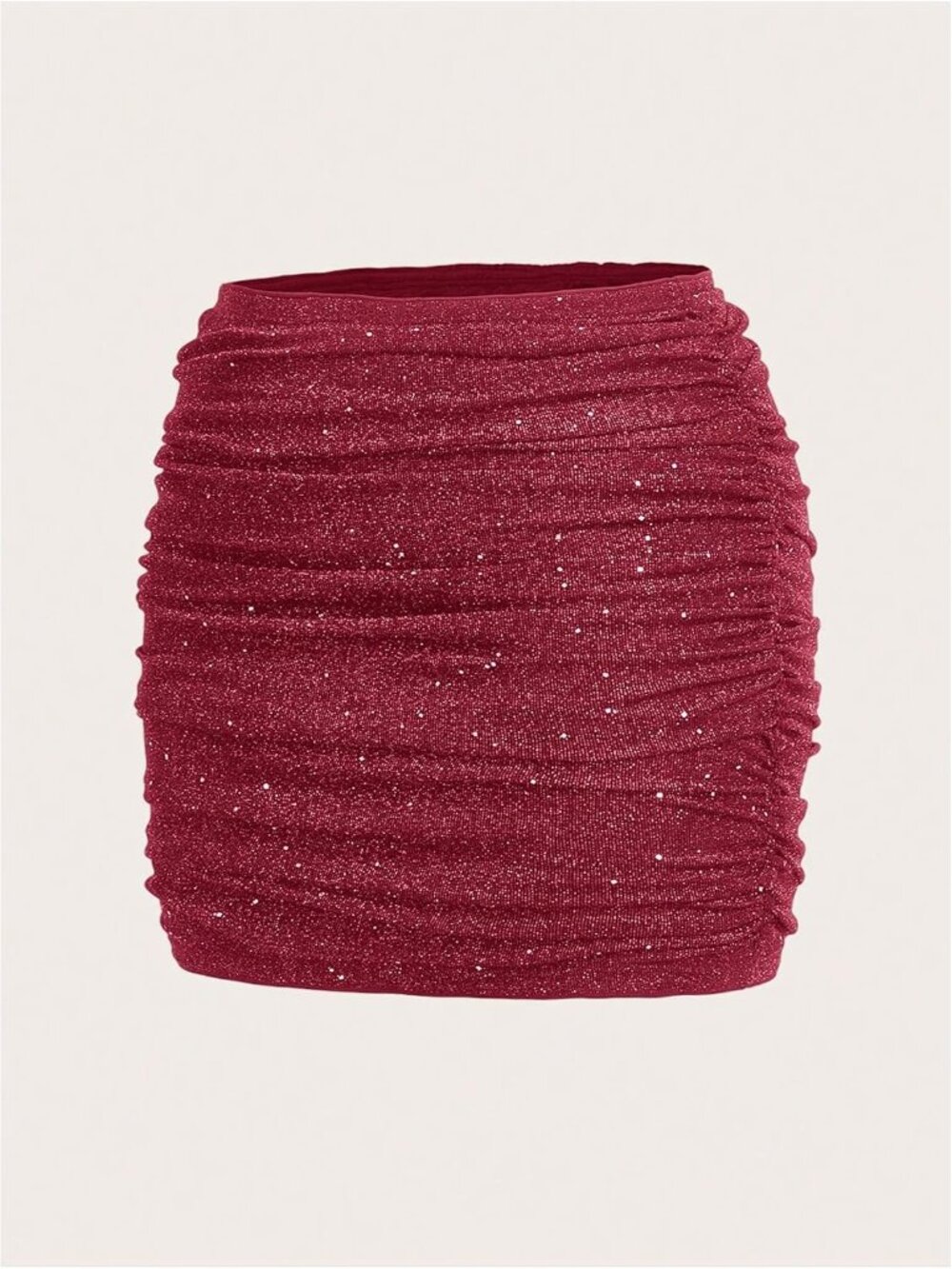 Women's Plus Size Sparkly Ruched Bodycon Mini Skirt Elastic High Waist Concert G - Picture 3 of 5